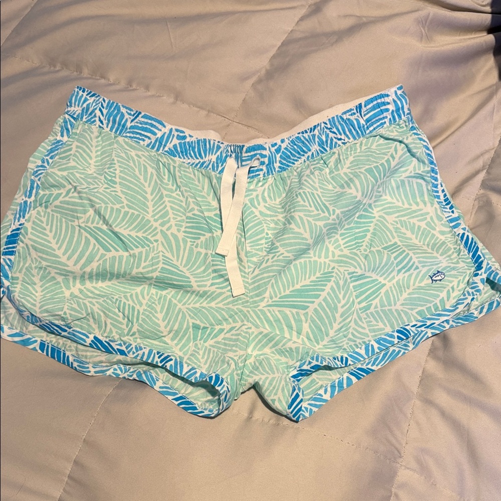 Southern Tide Tropical Leaf Patterned Sleep Lounge Boxer Style Shorts Large
